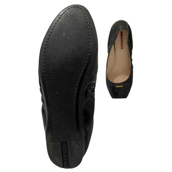 Prada Black Ballet Flats Size Women’s 38.5 / US 8 High End Comfort - Picture 2 of 8